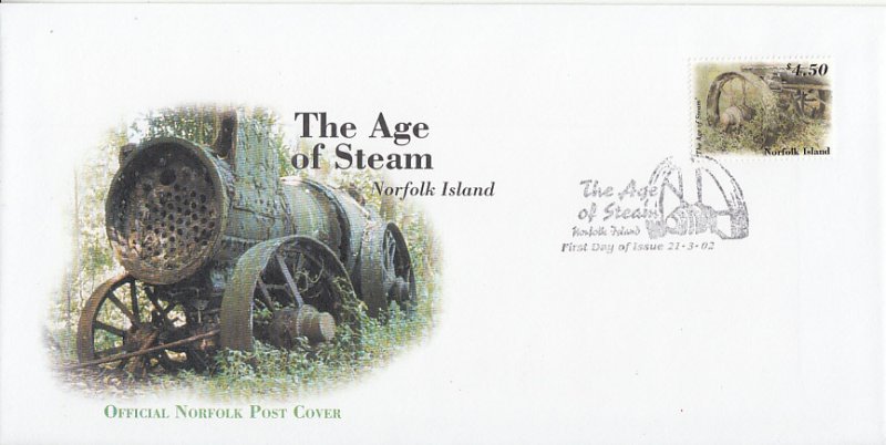 Norfolk Island 2002 FDC Sc #763 $4.50 The Age of Steam