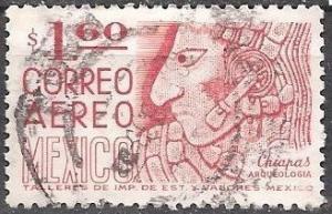 Mexico C446 (used) 1.60p Mayan bas-relief, red (1975)