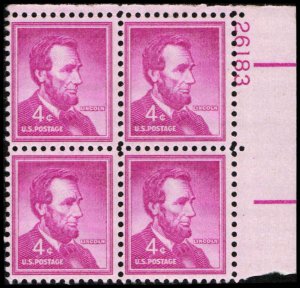 US #1036a LINCOLN MH UR PLATE BLOCK #26183