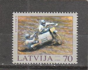 Latvia  Scott#  580  MNH  (2003 Motorcycle Racing)