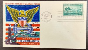 936 Fluegel Multi-color cachet Patriotic WWII US Coast Guard FDC 1945