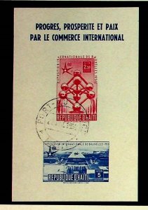 HAITI Sc C114a USED SOUVENIR SHEET OF 1958 - FAIR