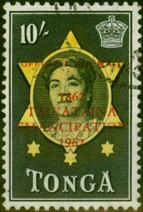 Tonga 1962 10s Yellow & Black SG015a 'MAII' V.F.U