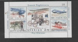 SWEDEN #1516 1984 SWEDISH AVIATION HISTORY MINT VF NH O.G S/S dd