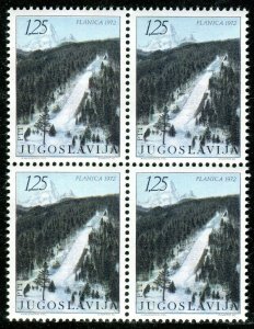 1450a - Yugoslavia 1972 - Ski Jump Track - Planica - Slovenia - MNH Block of 4