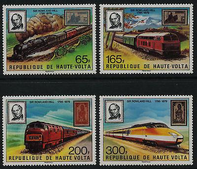 Upper Volta 501-4 MNH Trains, Stamp on Stamp