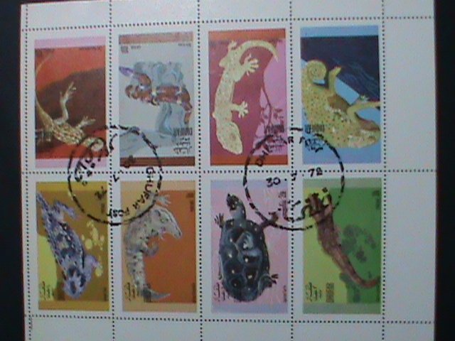 ​DHUFAR STAMP:1972 WORLD RARE REPTILES - CTO FULL SHEET VERY FINE