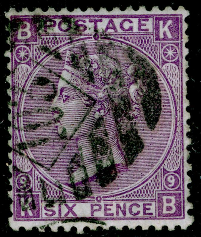 SG109, 6d mauve plate 9, USED. Cat £90. KB