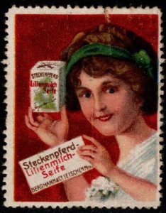 1910's German Poster Stamp Steckenpferd Lilienmilch-Seife Milk Soap Unused