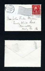 # 554 on cover from De Land, FL to Norristown, PA with Sympathy card - 2-25-1926