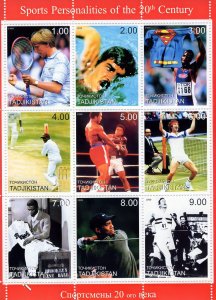 Tajikistan  1999  Cricket - Tennis - Golf - SUPERMAN Sheetlet (9) Perforated MNH