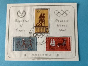 Cyprus 1964 Olympic Games Used Stamp Sheet  Stamps R46279