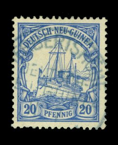 German Colonies - NEW GUINEA 1901 Yacht 20pf Sc 10 used VF HERBERTSHOHE cancel