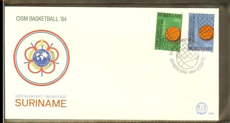 1984 - Rep. Surinam FDC E083 - Sport - Basketball - CISM championships 1984 [...