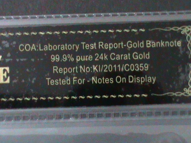 ​UNITED STATES-1862 CAT.#134- 24 KARAT GOLD REPLICA $100-VF WITH CERTIFICATE