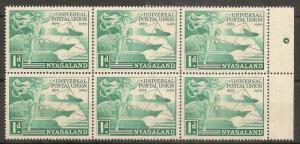 Nyasaland 1949 UPU MNH Blocks Plates 1 & 2A