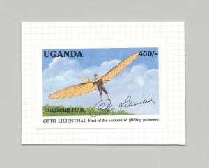 Uganda #976 Glider, Aviation 1v Imperf Proof on Card