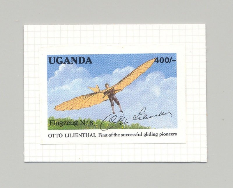 Uganda #976 Glider, Aviation 1v Imperf Proof on Card