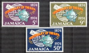 Jamaica 1974 100 Years of UPU Universal Postal Union Set of 3 MNH