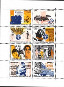 Monaco #1963, Complete Set, Sheet of 8, 1995, United Nation Related, Never Hi...