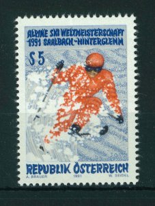 Austria 1991 World Alpine Skiing Championships stamp. MNH. Sg 2250