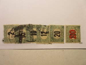 HUNGARY Scott J2, J3, J5, J6, J7, J27, USED Cat $11.05