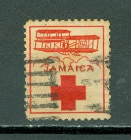 JAMAICA 1915 RED CROSS LABEL FOR HELPING JEWS in POLAND...TYPE 2...USED