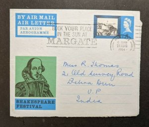 1964 Margate Kent England Airmail Cover to Dehra Dun India