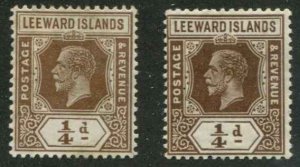 Leeward Islands SC# 61, 61a  KGV  1/4d  wmk 4 MLH