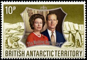 British Antarctic Territory #43-44, Complete Set(2), 1972, Royalty, Never Hinged
