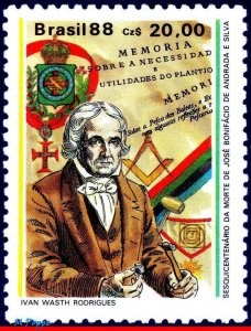 2131 BRAZIL 1988 JOSE BONIFACIO, MASONIC EMBLEMS, FREEMASONRY, MI# 2248, MNH