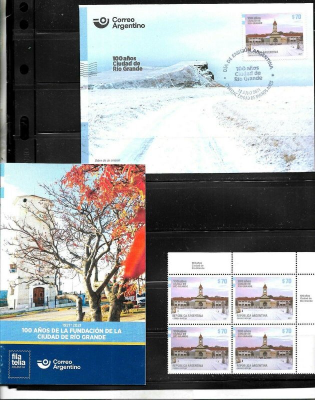 #10036 ARGENTINA 2021 RIO GRANDE CITY ARCHITECTURE,RELIGION,BLx4+FDC+BROCHURE