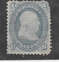 US # 63 1c Franklin, Blue  (MH) CV  $275.00