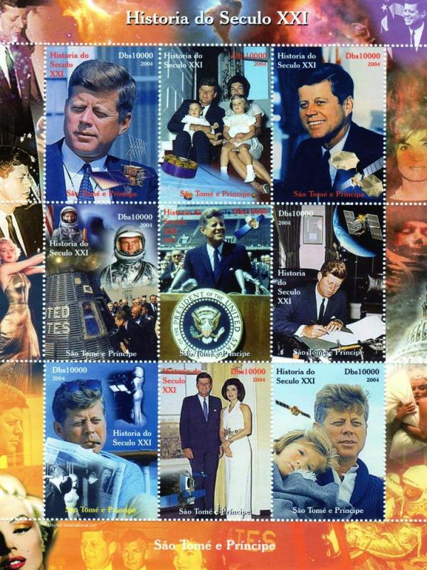 St.Thomas 2004 John F.Kennedy-Space-MARILYN MONROE Sheetlet (9) Perforated MNH