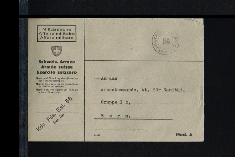 Switserland Army postal service - Feldpost  - Stabskp. Geb. Füs. Bat. 56 [FX...