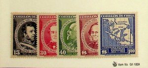 CHILE Sc 233-7 NH ISSUE OF 1944 - 100TH ANNIV OF WAR