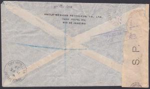 BRAZIL 1938 (Pre WW2) Censor registered airmail cover to UK................87792