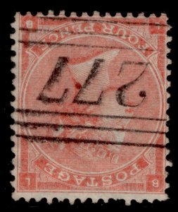 GB QV SG82Wi, 4d pale red plate 4 HAIRLINES WMK INV, FINE USED. Cat £250. LB