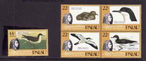 Palau-Scott#66a,C5-Unused NH block+single-Audubon Birds-1985-