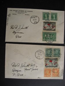 Canada 2 1944 covers Quyon QC both covers back damaged