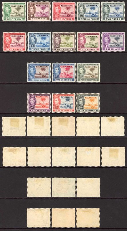 Gambia SG150/61 1938-46 KGVI Set of 16 M/M
