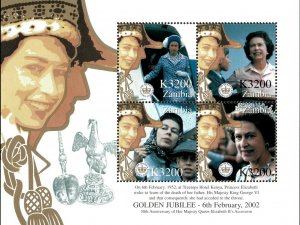 Zambia 2002 - Queen Elizabeth Golden Jubilee - Sheet of 4 - Scott 977 - MNH