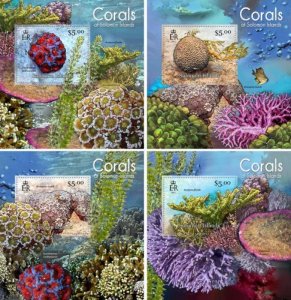 Solomon Islands - 2013 Solomon Islands Corals - 4 Souvenir Sheets - SLM13104dlx