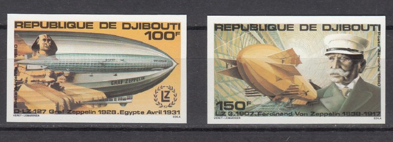 DJIBOUTI SC# C138-C139 ZEPPELIN FLIGHT 80th. ANNIVERSARY MNH - IMPERF