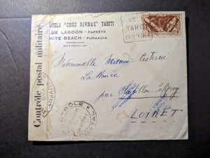 1940 Tahiti WWII Interrupted Cover to Loiret France Returned to Sender