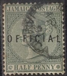 Jamaica O1 (used) ½p Victoria, green (1890)