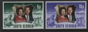 SOUTH GEORGIA  35-36   MNH SILVER WEDDING SET 1972