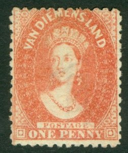 SG 80 Tasmania 1863-71. 1d brick-red. Fine mounted mint CAT £180