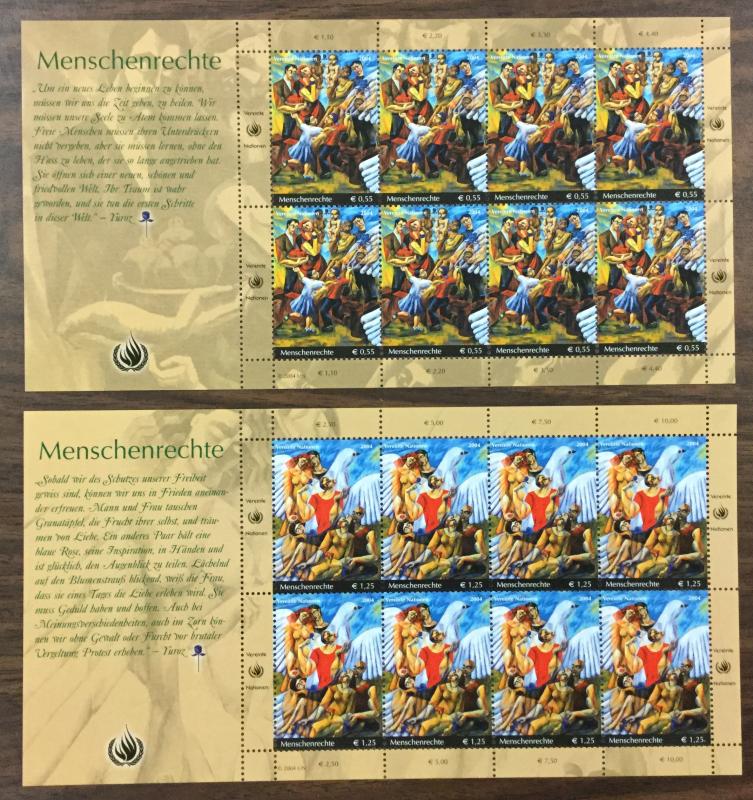 (BJ Stamps) UN-VIENNA. #355-6. 2004, set of 2 in sheets of 8. MNH. CV $41.50.