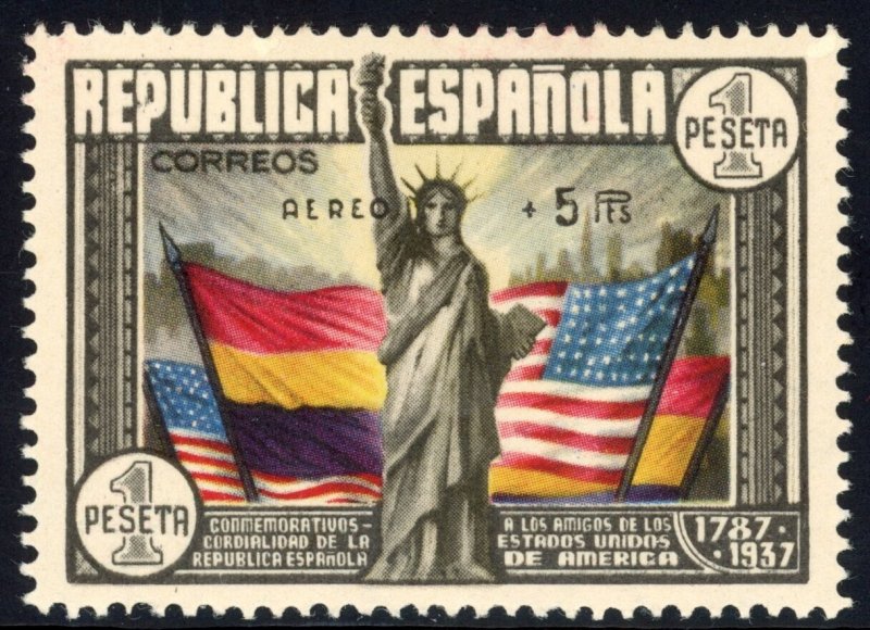 Spain 1938 Statue of Liberty Airmail Issue Sc# C97 Mint XF OG NH Certified RARE⚡